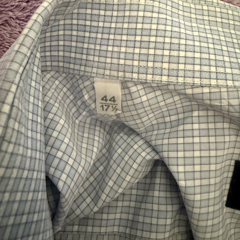 Lanvin Light Blue Checkered Button Down Shirt 17.… - image 8